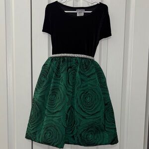 Blueberi Boulevard Black and Green Floral Dress